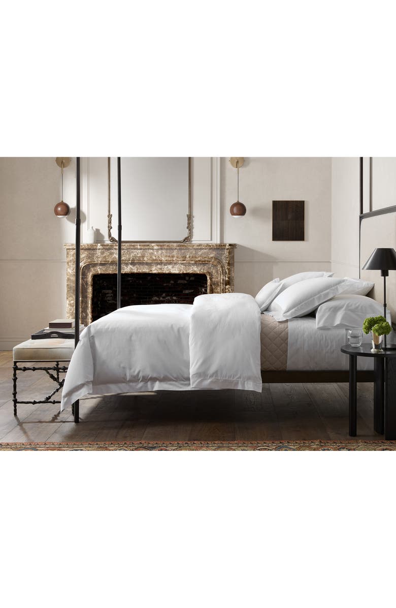 Matouk Bergamo Hemstitch Flat Sheet, Alternate, color, White