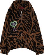Chopova Lowena Tiger Stripe Oversize High Pile Fleece Full Zip Hoodie