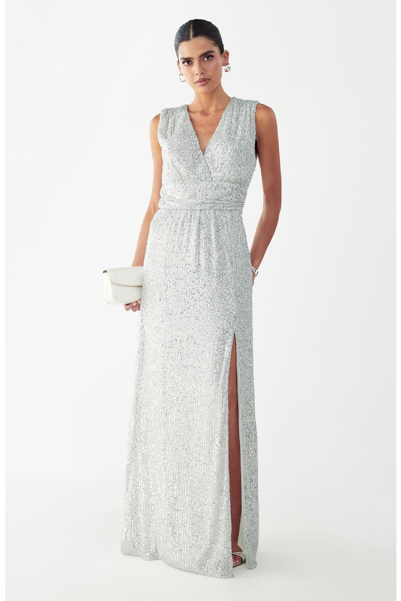 Cottier Maxi Dress, Alternate, color, White Sequin