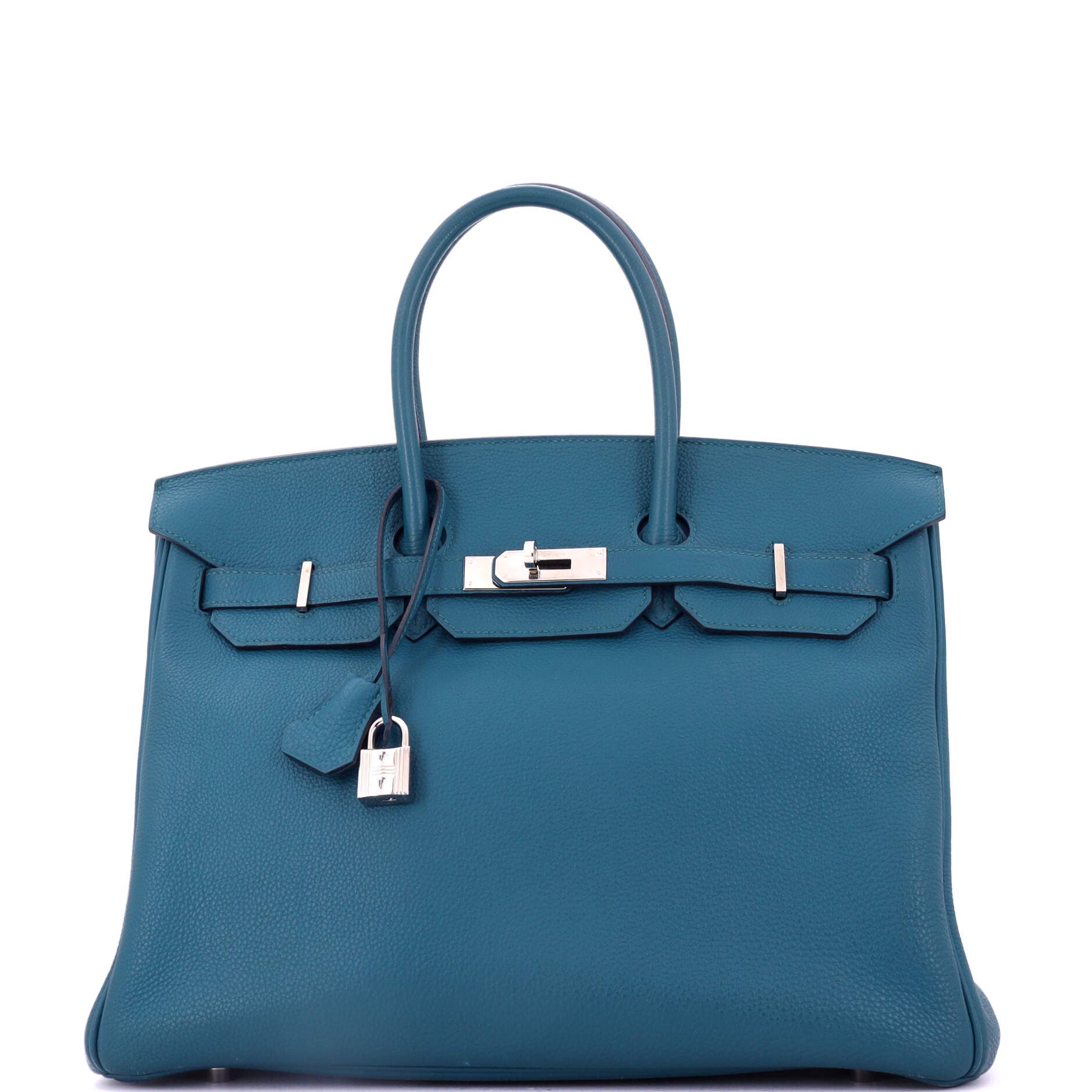 Pre-Owned Hermes Birkin Handbag Blue Togo with Palladium Hardware 35, Main, color, 