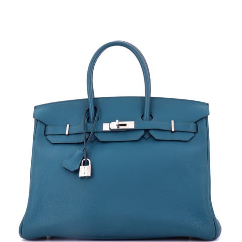 Birkin Handbag Blue Togo with Palladium Hardware 35