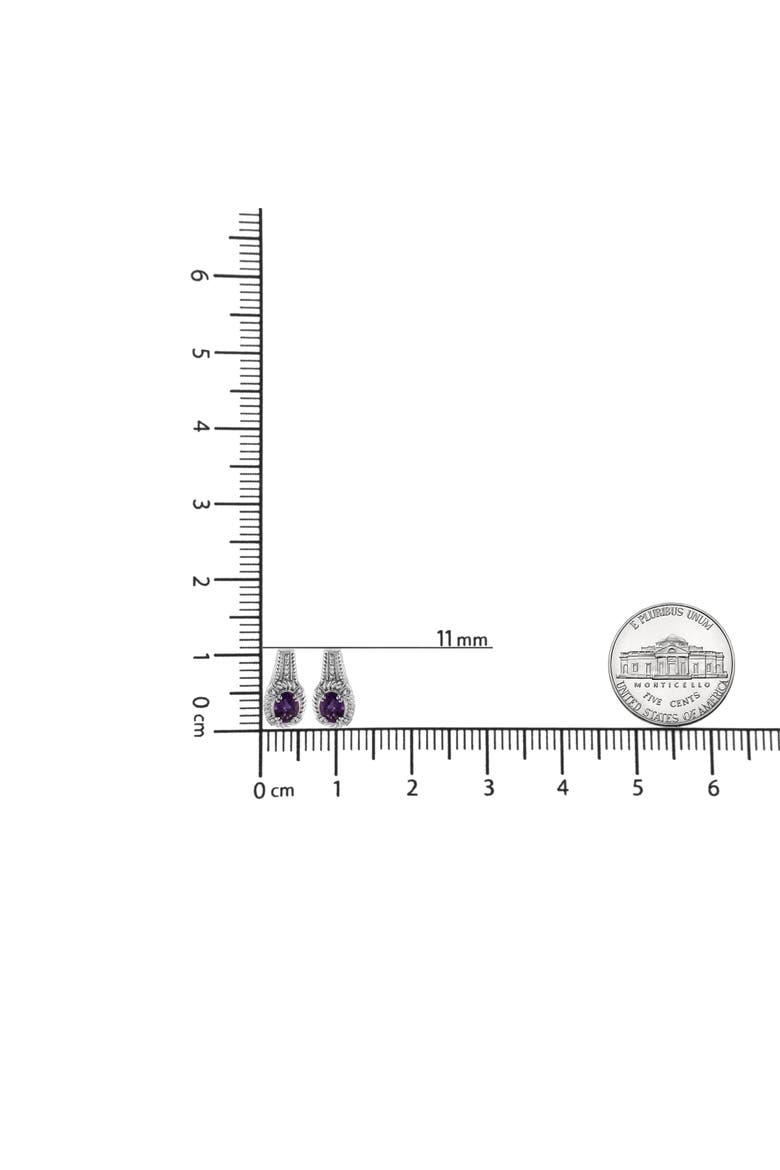 Silver Purple Amethyst and Diamond Accent Art Deco Style Dangle Earrings, Alternate, color, White