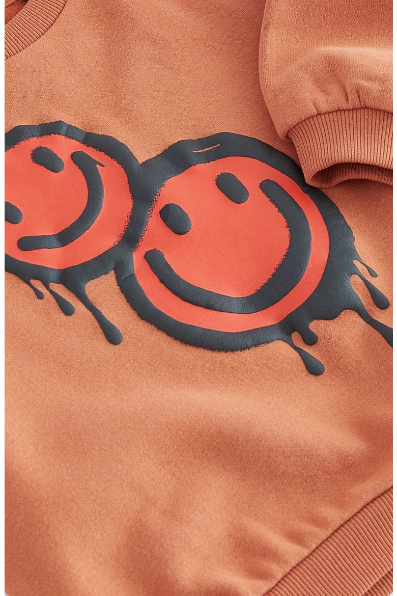 Kids' Smiley Graphic Sweatshirt & Pants Set, Alternate, color, ORANGE