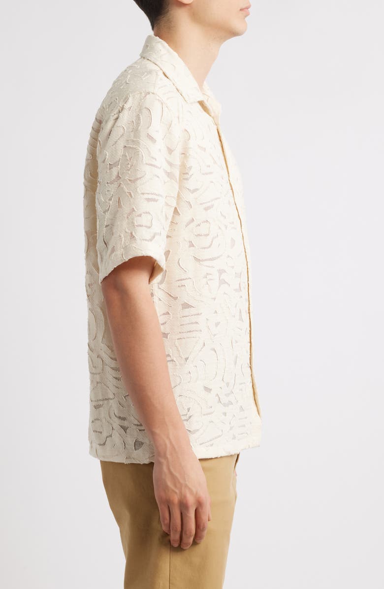 NN07 Freddy Fil Coupé Short Sleeve Button-Up Shirt, Alternate, color, Ivory