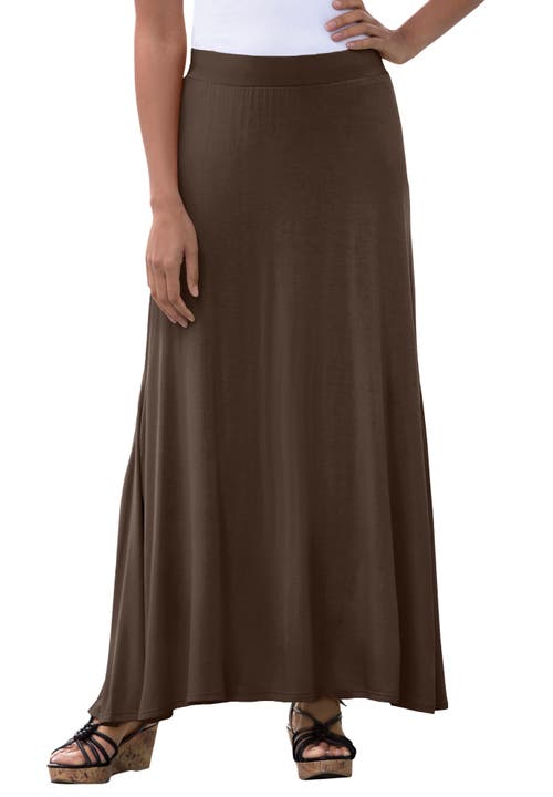 Jessica London Everyday Stretch Knit Maxi Skirt In Brown
