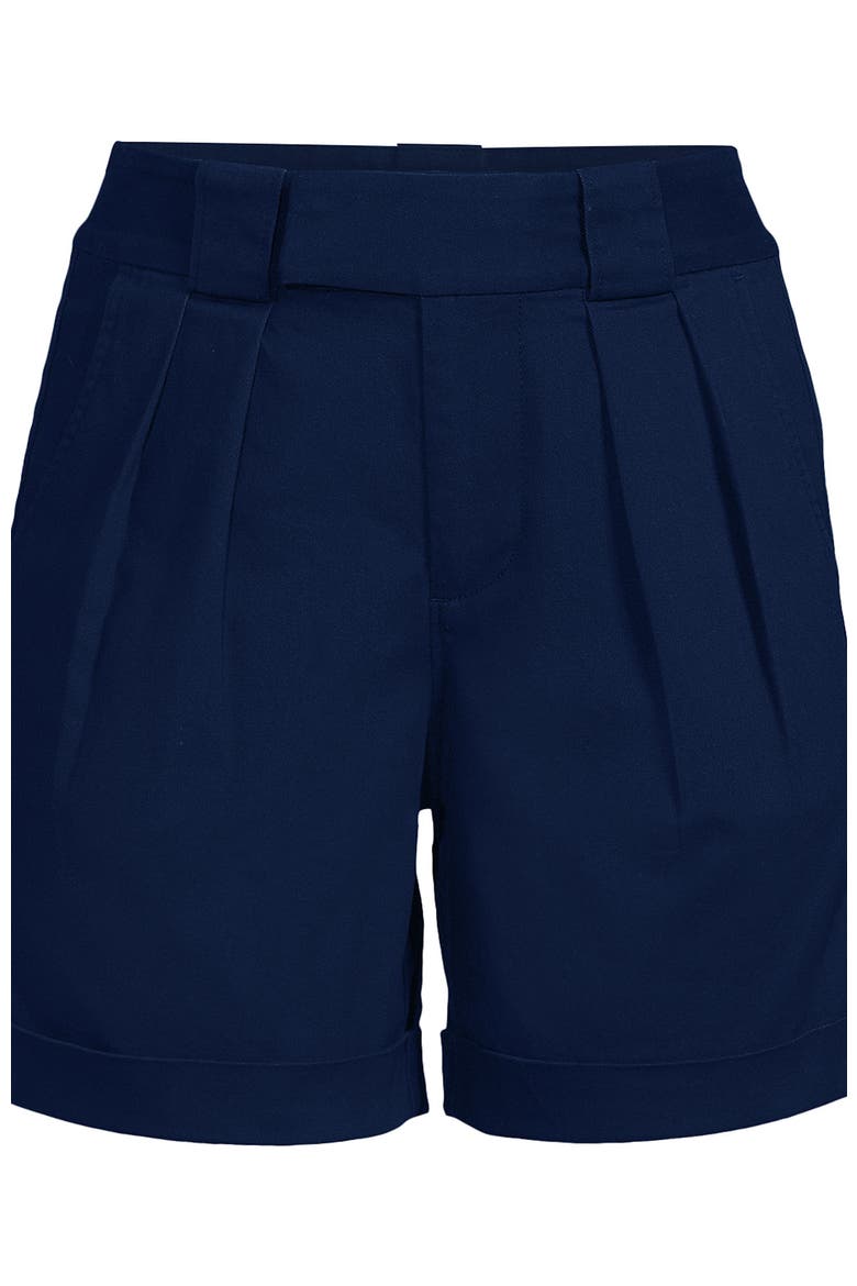 Chino High Rise Pleated 7" Shorts, Alternate, color, Deep Sea Navy