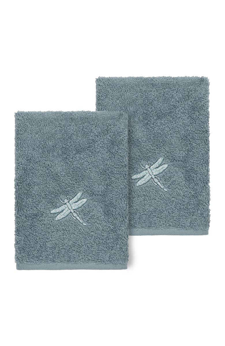 Linum Home Textiles Braelyn Embellished Washcloth - Set of 2 - Teal, Alternate, color, 