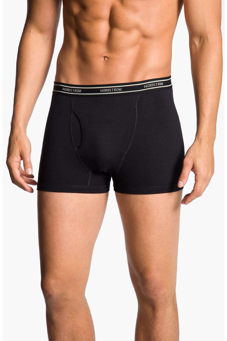 Stretch Cotton Boxer Briefs, Main, color, BLACK