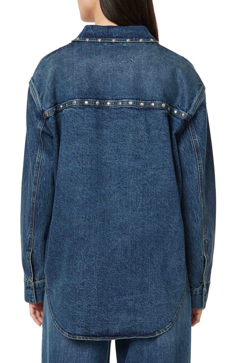 Habitual Stud Detail Denim Shirt Jacket, Alternate, color, Lake