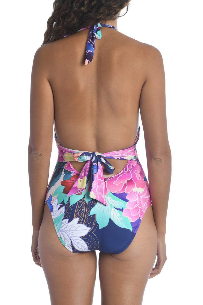 Opulent Oasis V-Plunge One-Piece Swimsuit, Alternate, color, MULTI