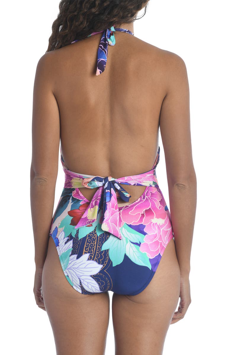 Trina Turk Opulent Oasis V-Plunge One-Piece Swimsuit, Alternate, color, 