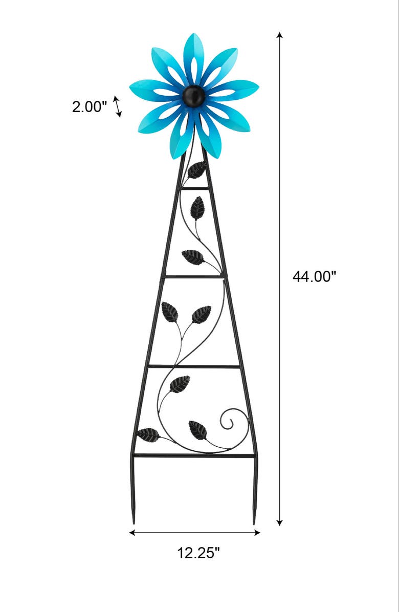 Glitzhome 44"H Metal Flower Wind Spinner Yardstake, Alternate, color, Blue