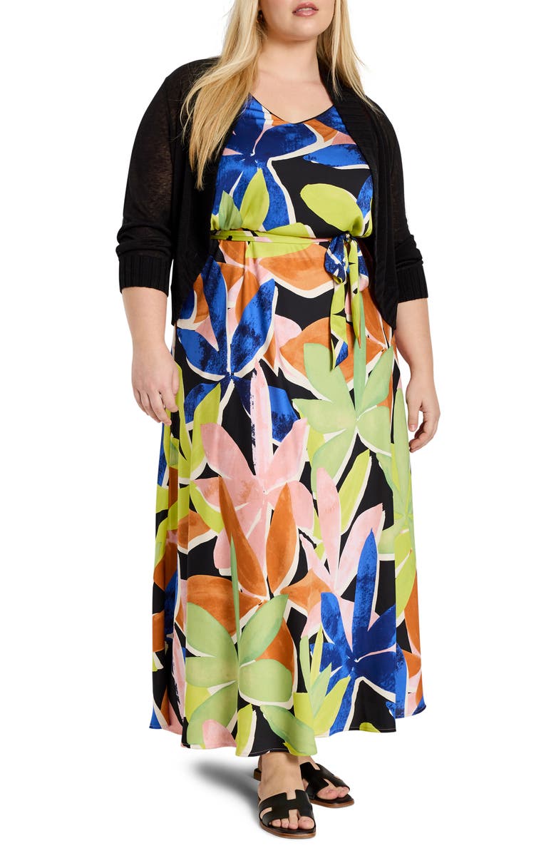 NIC+ZOE Bianca Mega Blooms Sleeveless Maxi Dress, Alternate, color, Green Multi