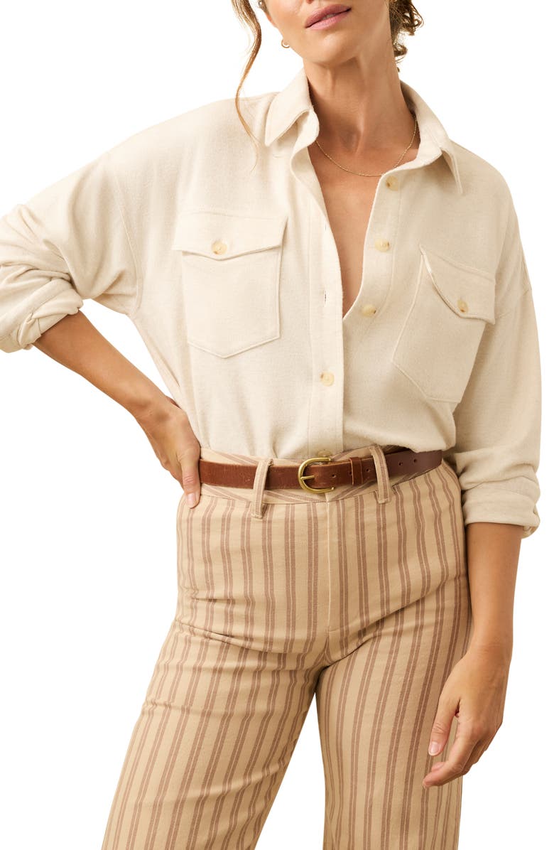 Faherty Legend Plaid Overshirt, Main, color, Off White