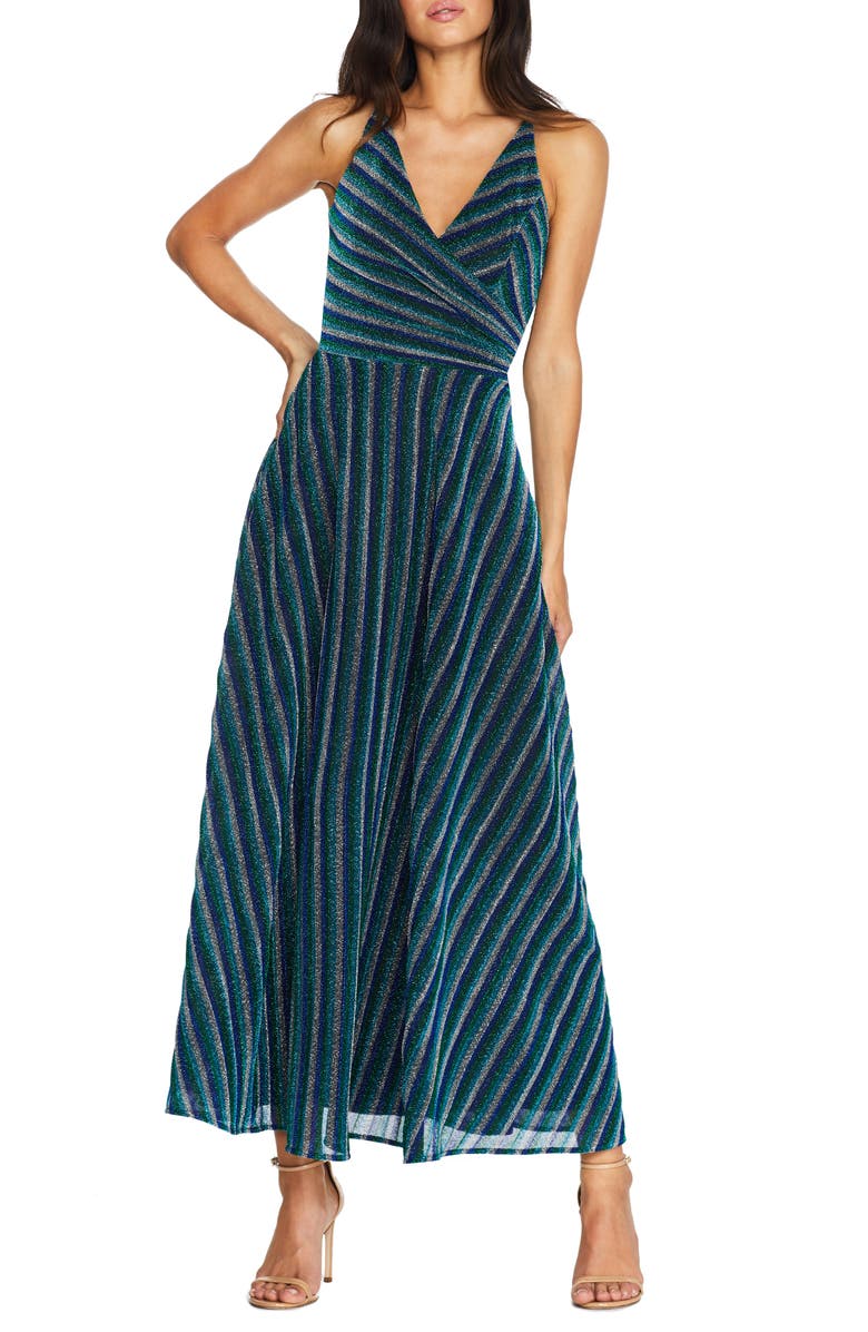 Dress the Population Lena Gltter Stripe Gown, Main, color,