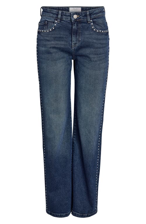 Shop Noisy May Yolanda Studded Low Rise Wide Leg Jeans