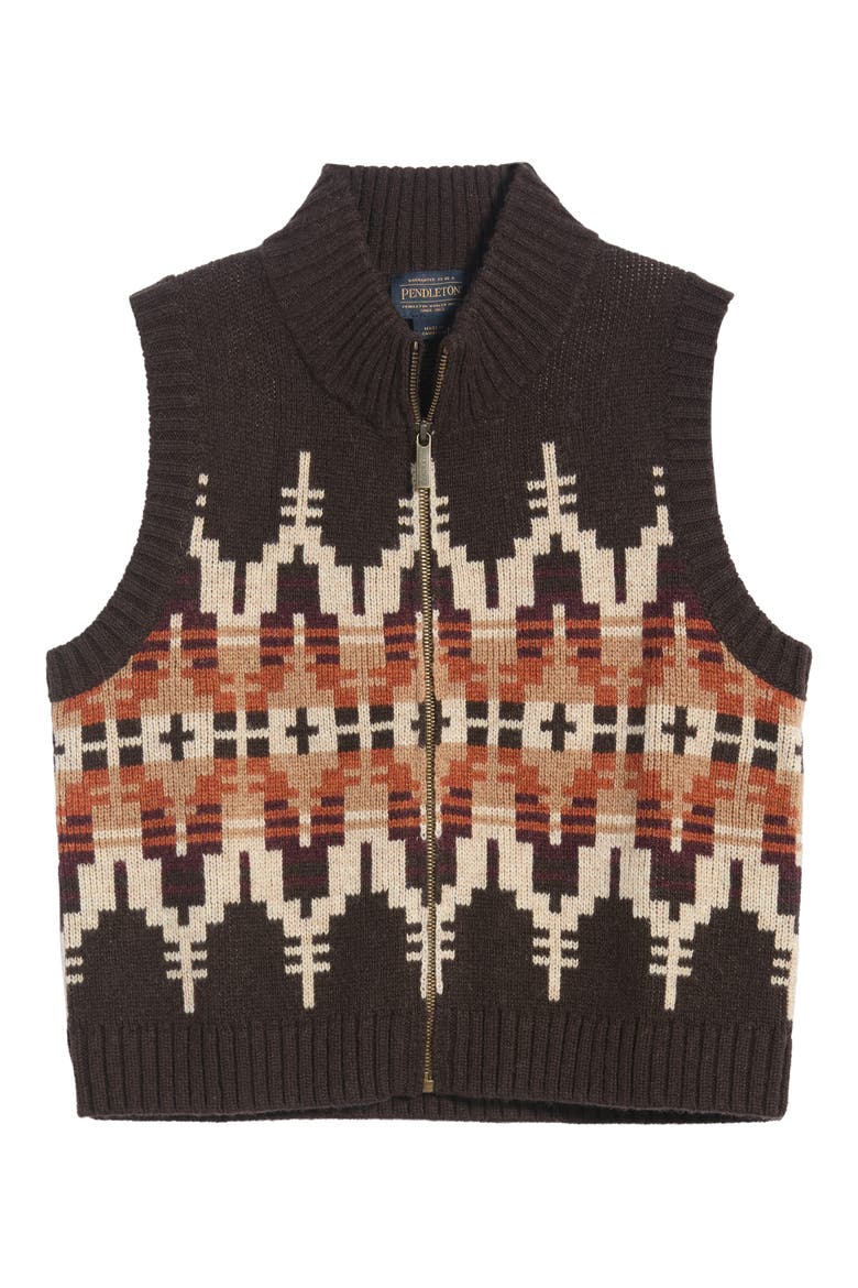 Shetland Collection Graphic Wool Vest, Alternate, color, CHOCOLATE MULTI