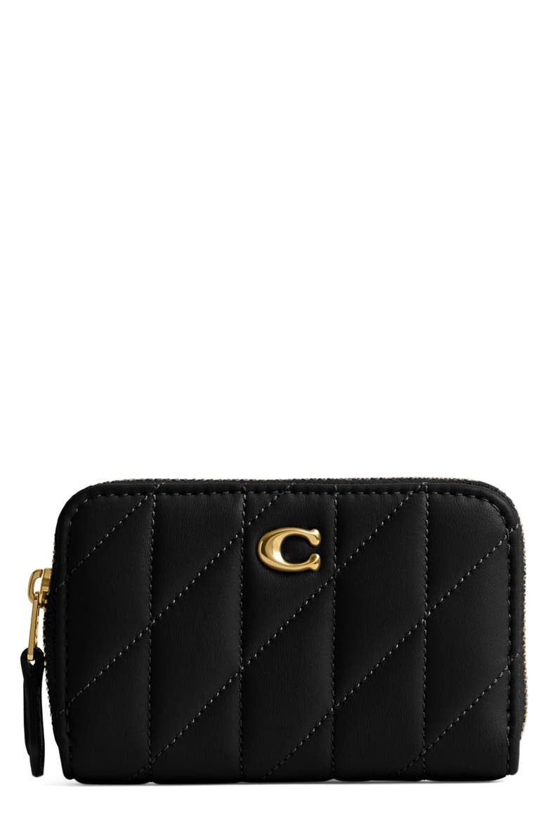 Essential Pillow Quilted Leather Card Case, Main, color, B4/BLACK
