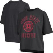 PRESSBOX Women's Pressbox Black Ohio State Buckeyes Motley Crew Bishop Waist Length Oversized Slub T-Shirt