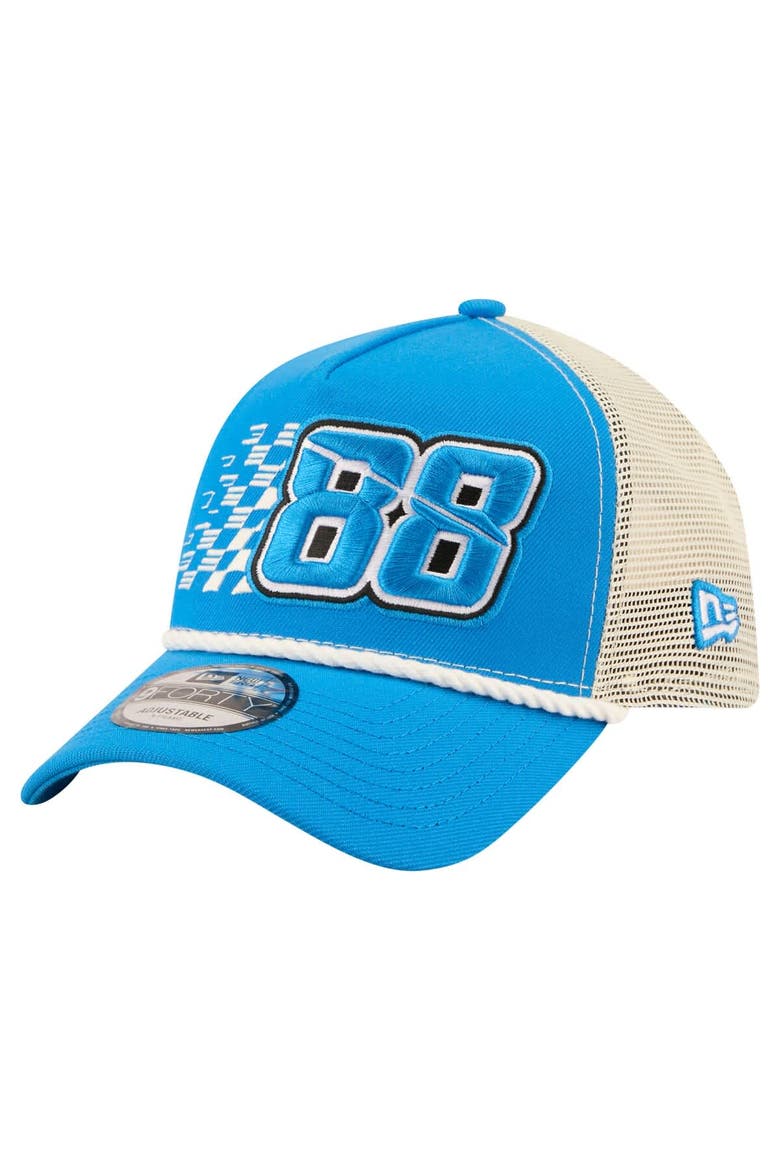Men's New Era  Blue Connor Zilisch Trackhouse Driver Number A-Frame 9FORTY Trucker Rope Adjustable Hat, Alternate, color, Blue