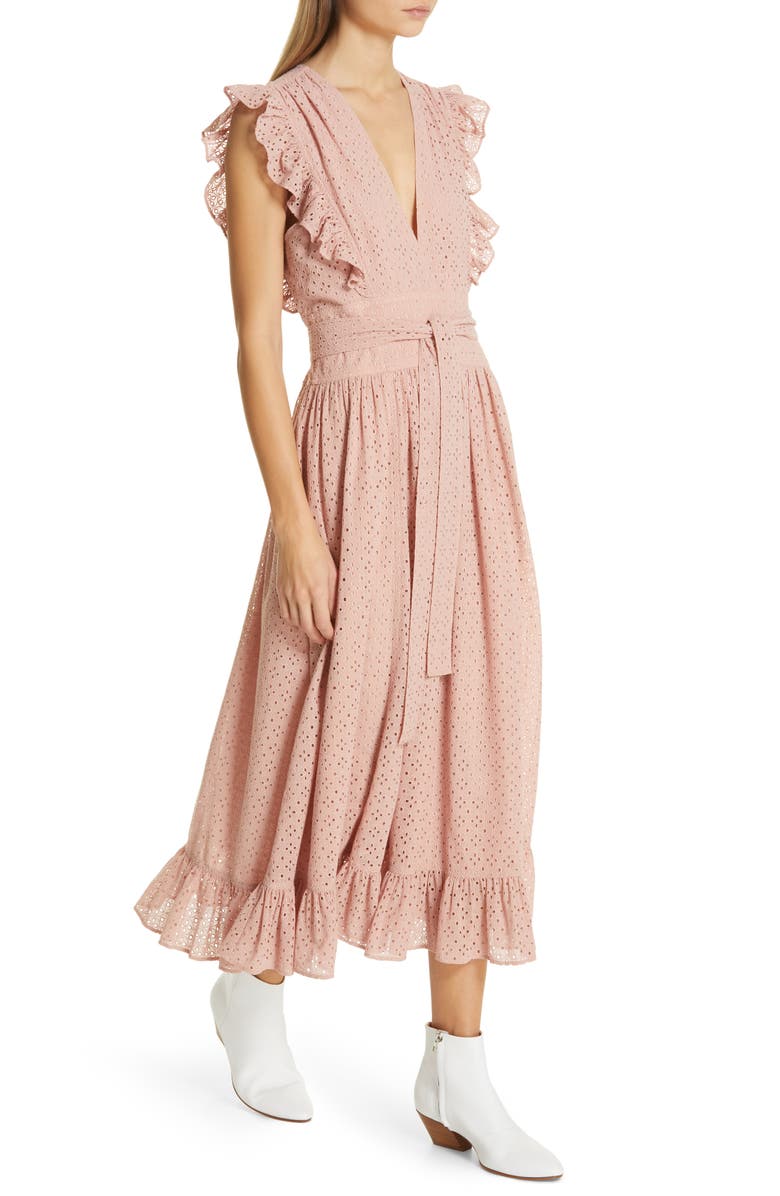 Robert Rodriguez Ruffle Eyelet Dress, Alternate, color, 