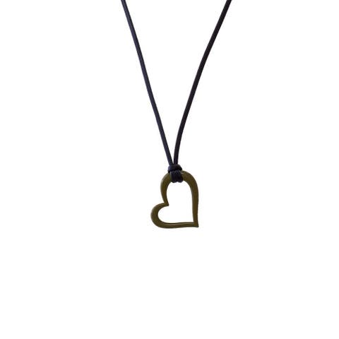 Colored Open Heart Pendant Necklace