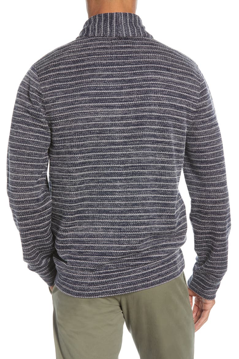 Shawl Collar Fleece Cardigan, Alternate, color, NAVY IRIS WHITE STRIPE