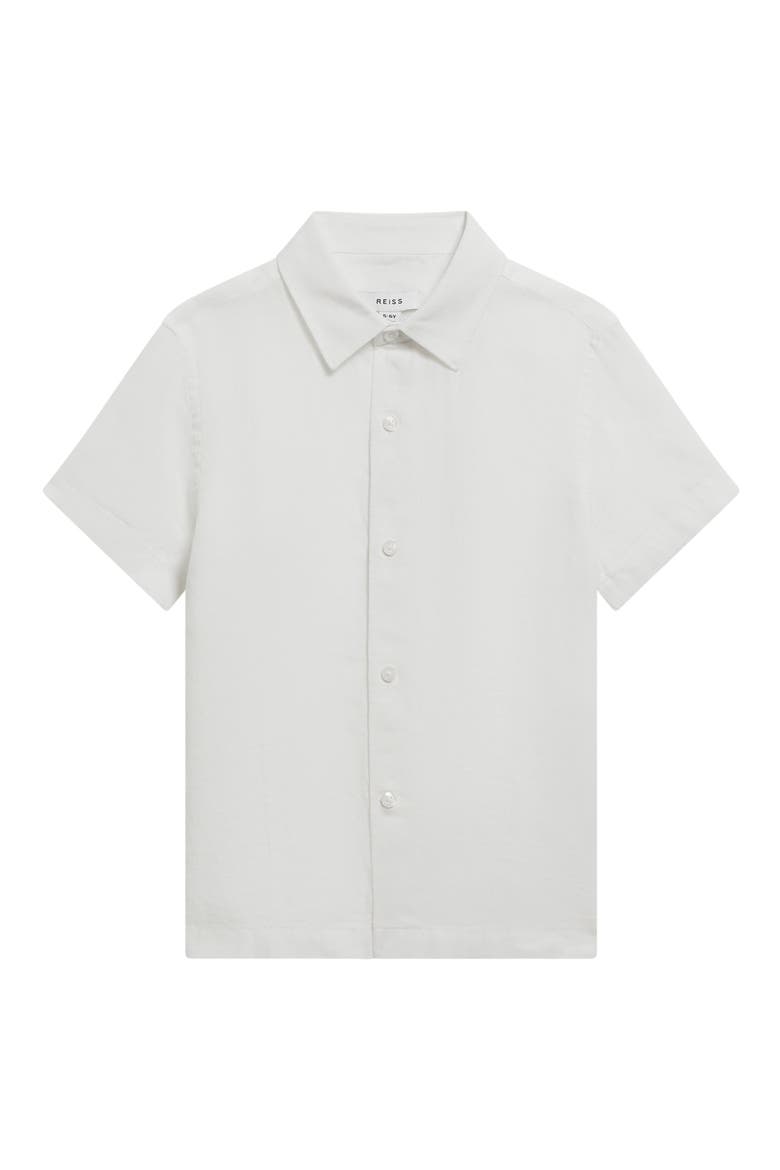 Kids' Holiday Jr. Short Sleeve Linen Button-Up Shirt, Main, color, WHITE