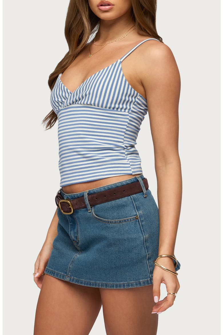 Emilea Stripe Stretch Cotton Camisole, Alternate, color, BLUE-AND-WHITE