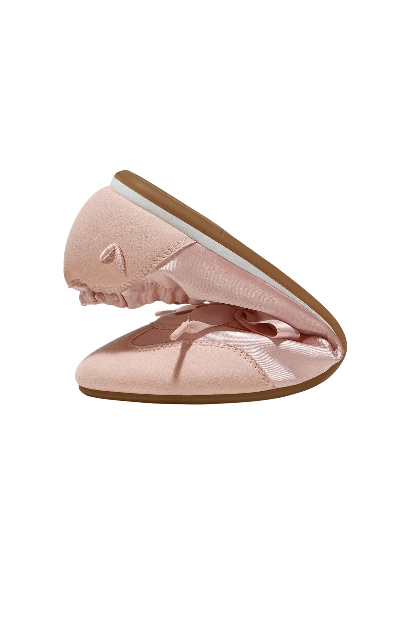 Yanka Round-Toe Satin Sneakerina, Alternate, color, Peach Blush