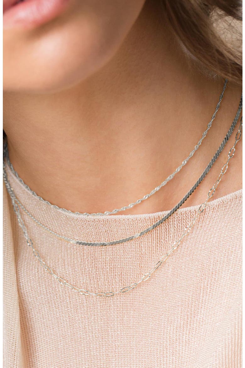 Sterling Silver 18k Gold Plated Celine Chain Necklace Dainty Bold Look, Alternate, color, Silver