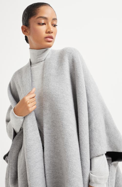 Brunello Cucinelli Wool-cashmere Fringed Poncho In Gray