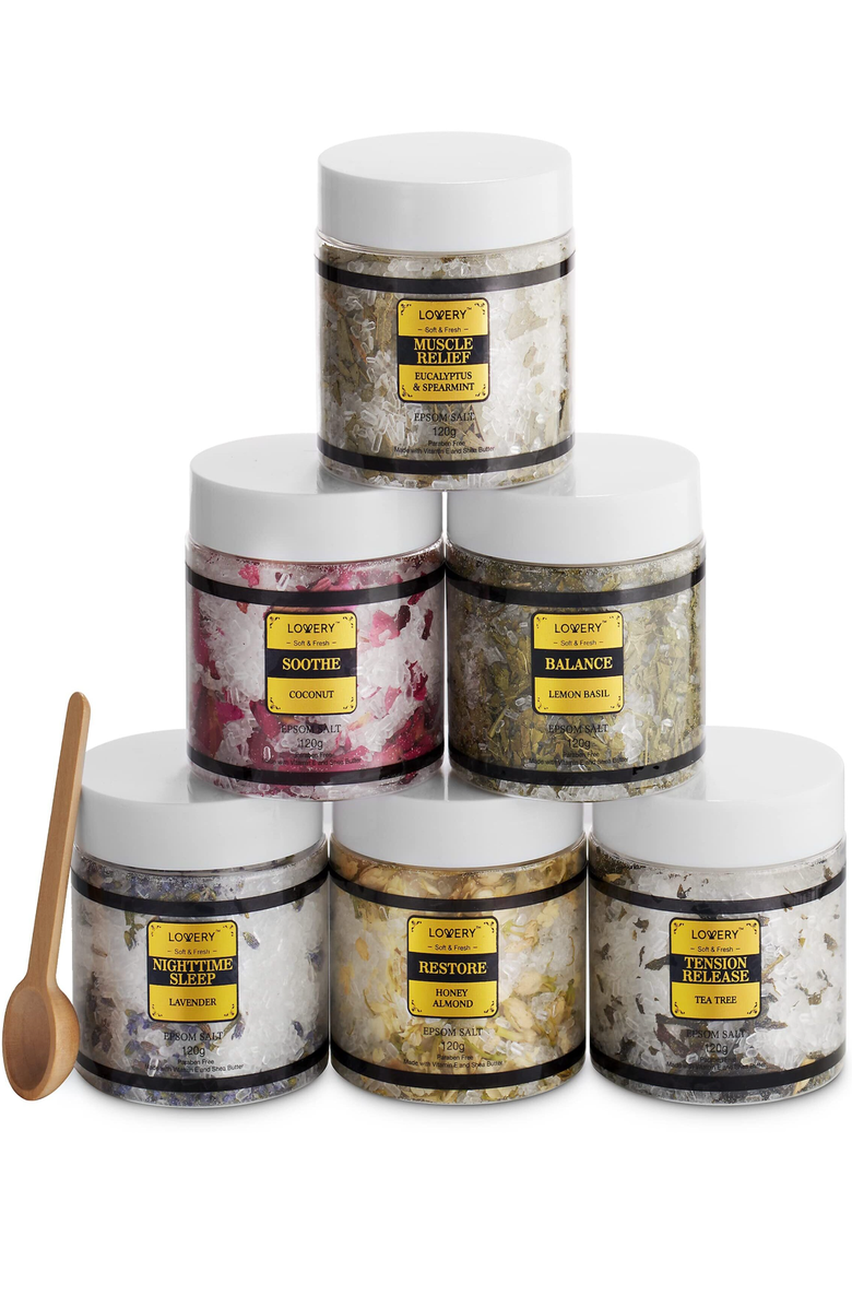 Lovery Epsom Salts 6-Piece Gift Set, Alternate, color, White / Gold