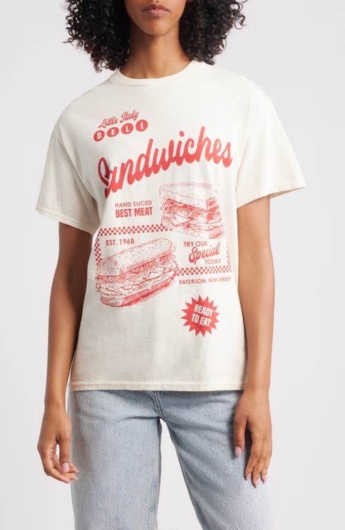 Vinyl Icons Sandwiches Cotton Graphic T-Shirt in Marshmallow 