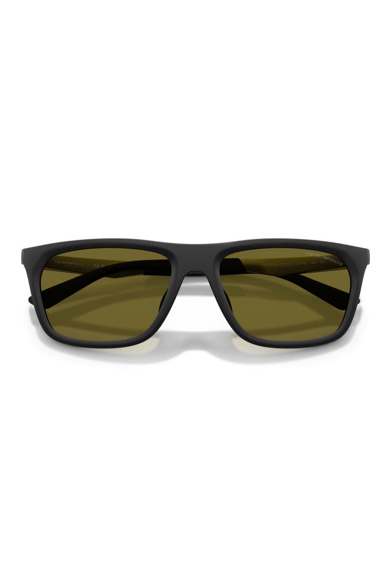 57mm Pillow Sunglasses, Alternate, color, MATTE BLACK / DARK GREEN