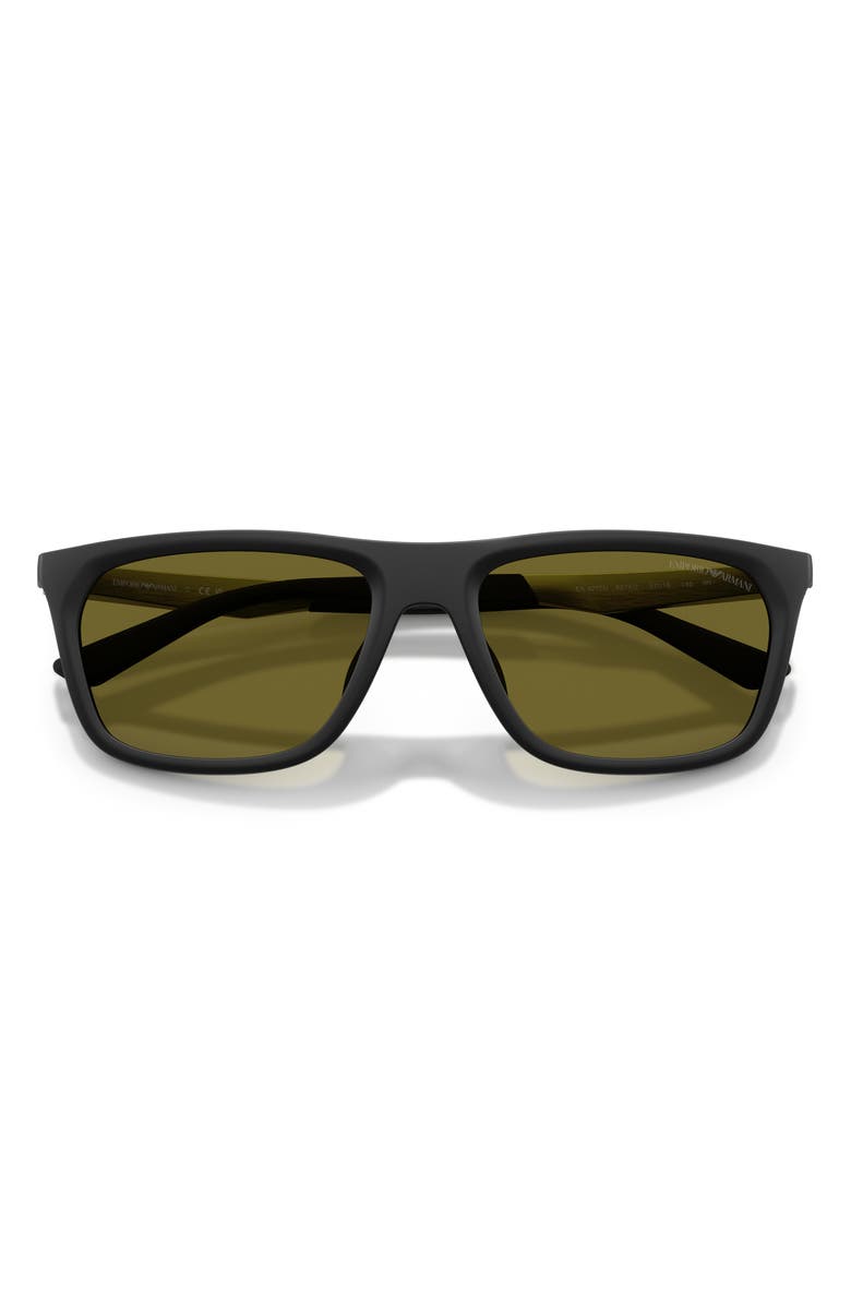 Emporio Armani 57mm Pillow Sunglasses, Alternate, color, Matte Black / Dark Green