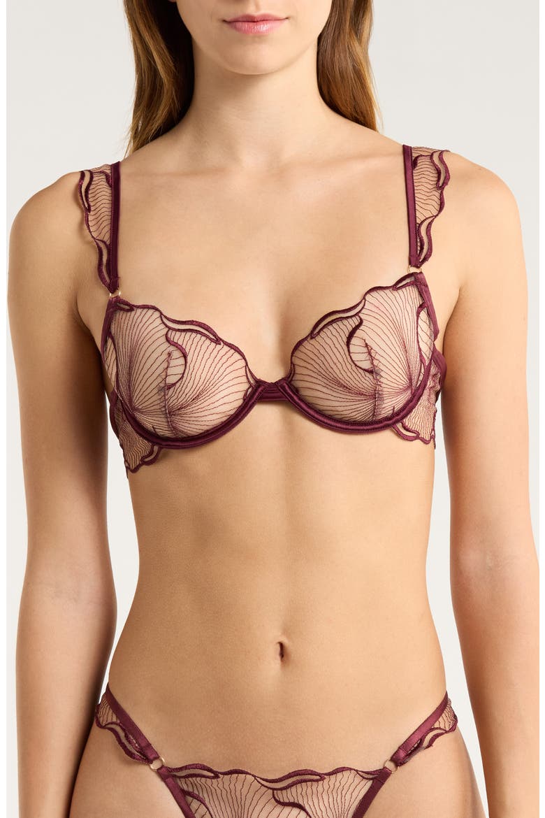 Marabel Mesh Underwire Bra, Main, color, CHERRY LACQUER/ SHEER