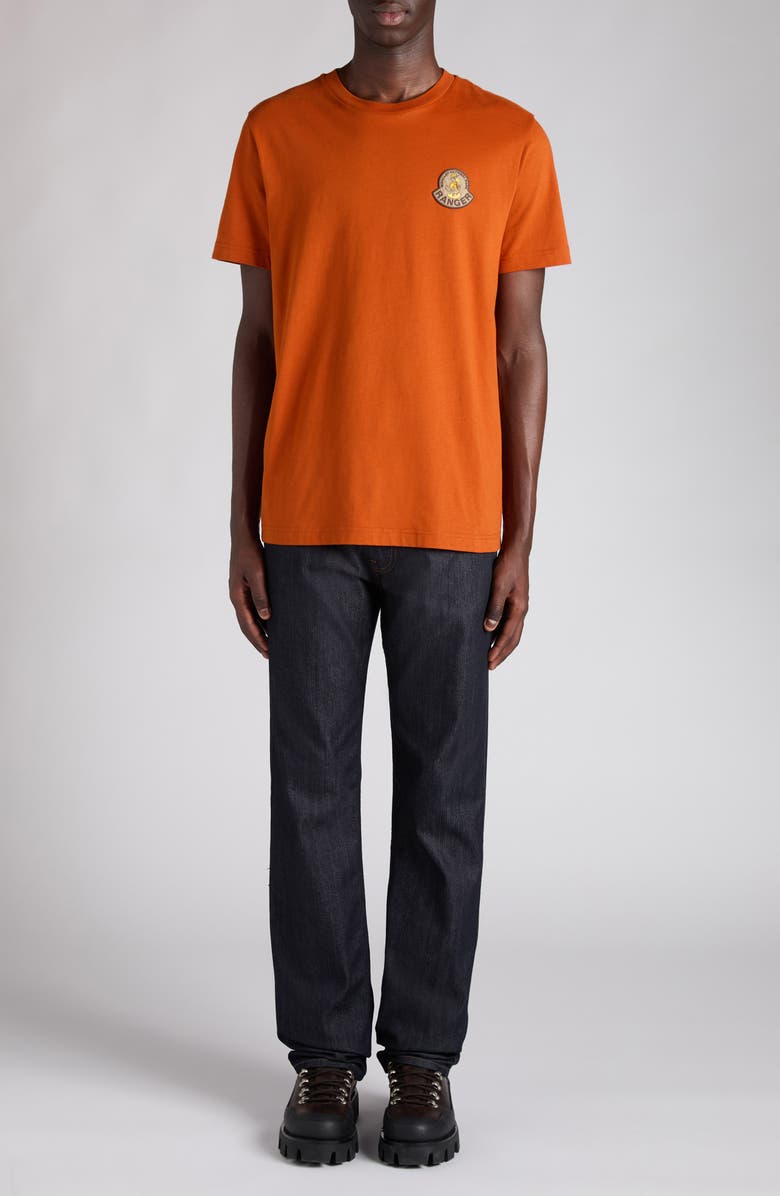 Moncler Logo Patch Cotton T-Shirt, Alternate, color, Potters Clay
