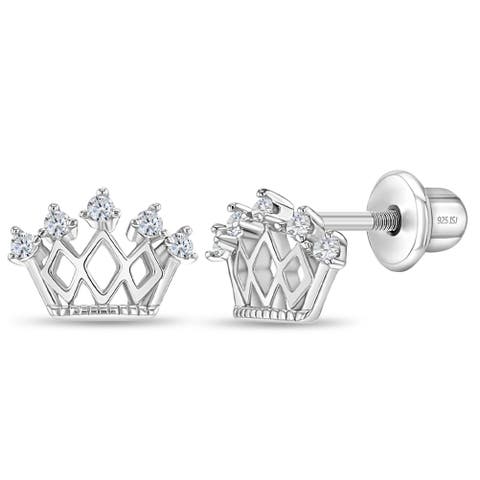 5 Point Cubic Zirconia Crown Earrings