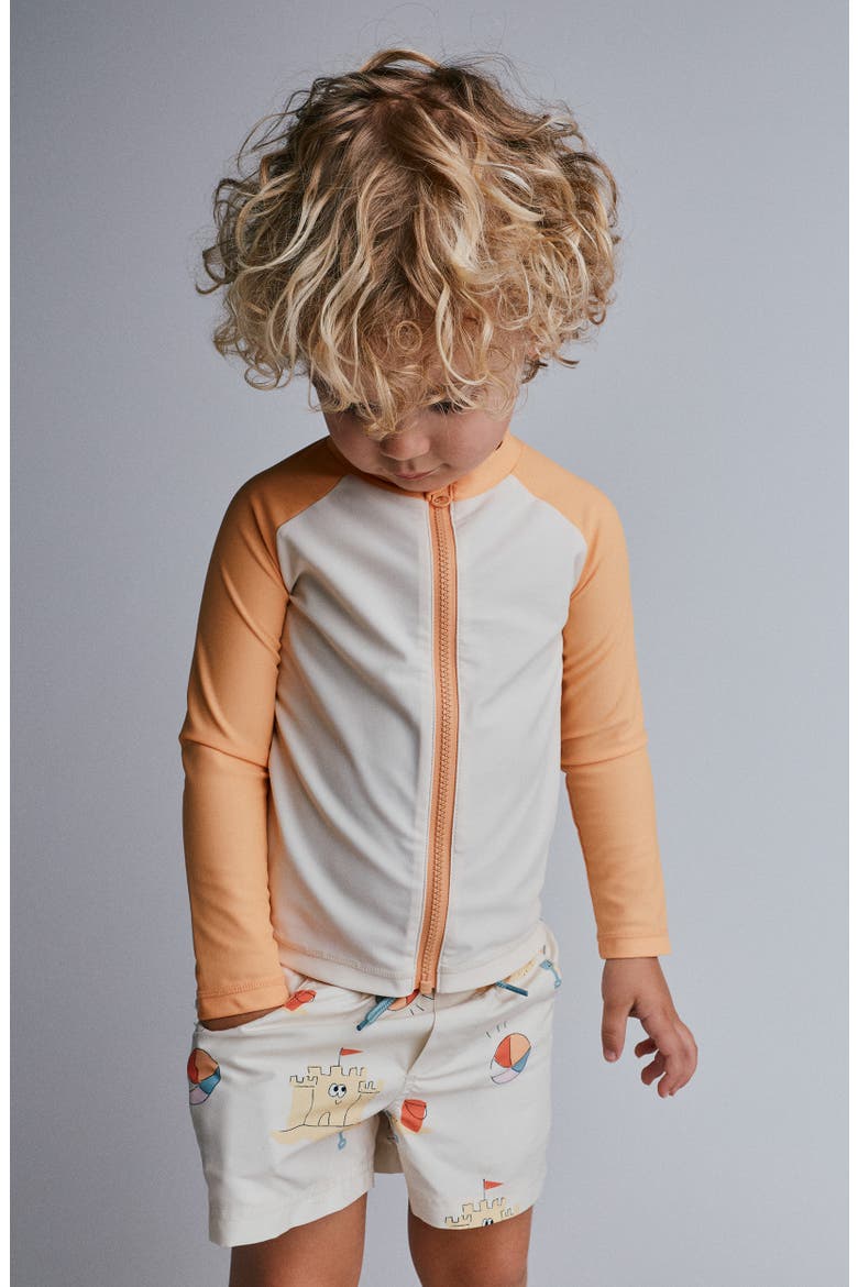 Kids' Colorblock Raglan Sleeve Rashguard, Alternate, color, DREAMSICLE