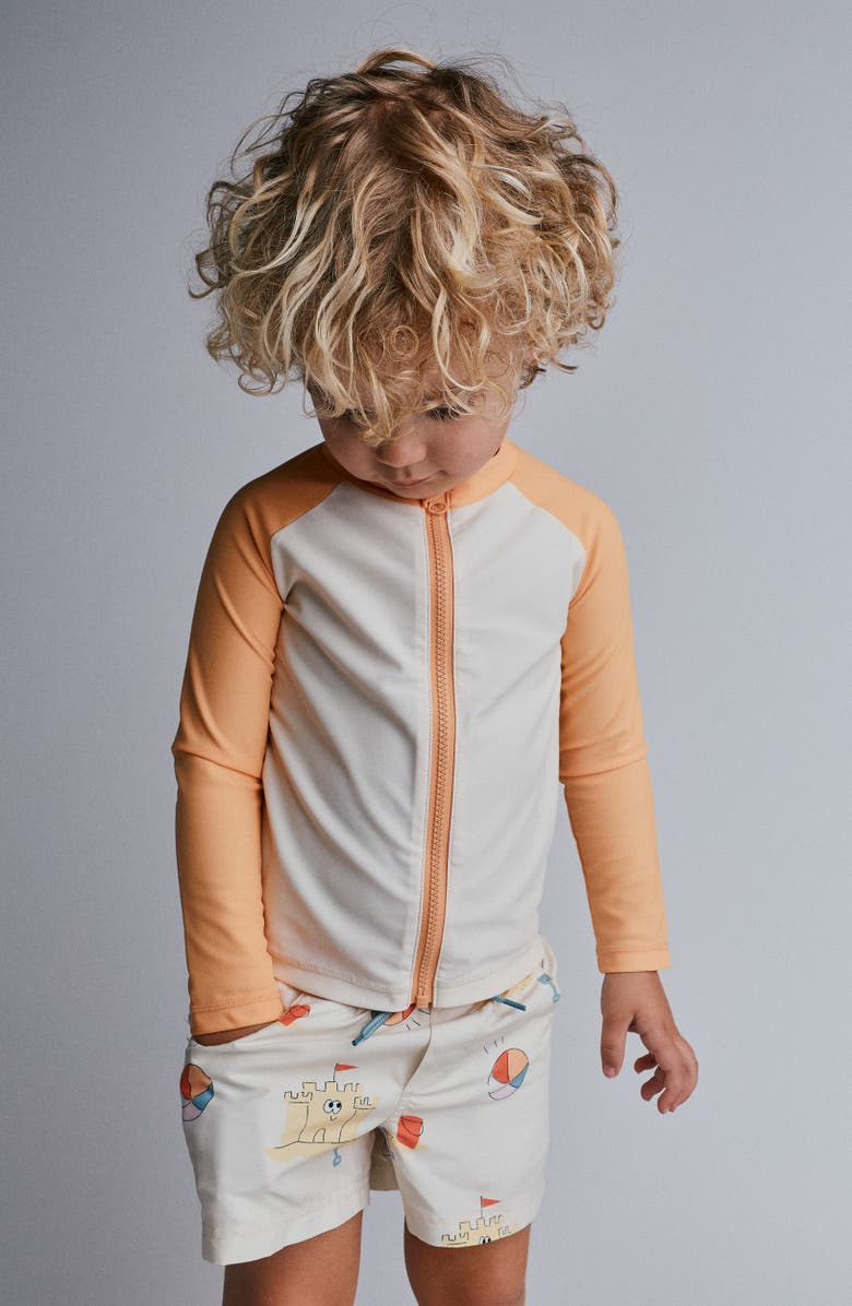 OTTER AVENUE Kids' Colorblock Raglan Sleeve Rashguard, Alternate, color, Dreamsicle