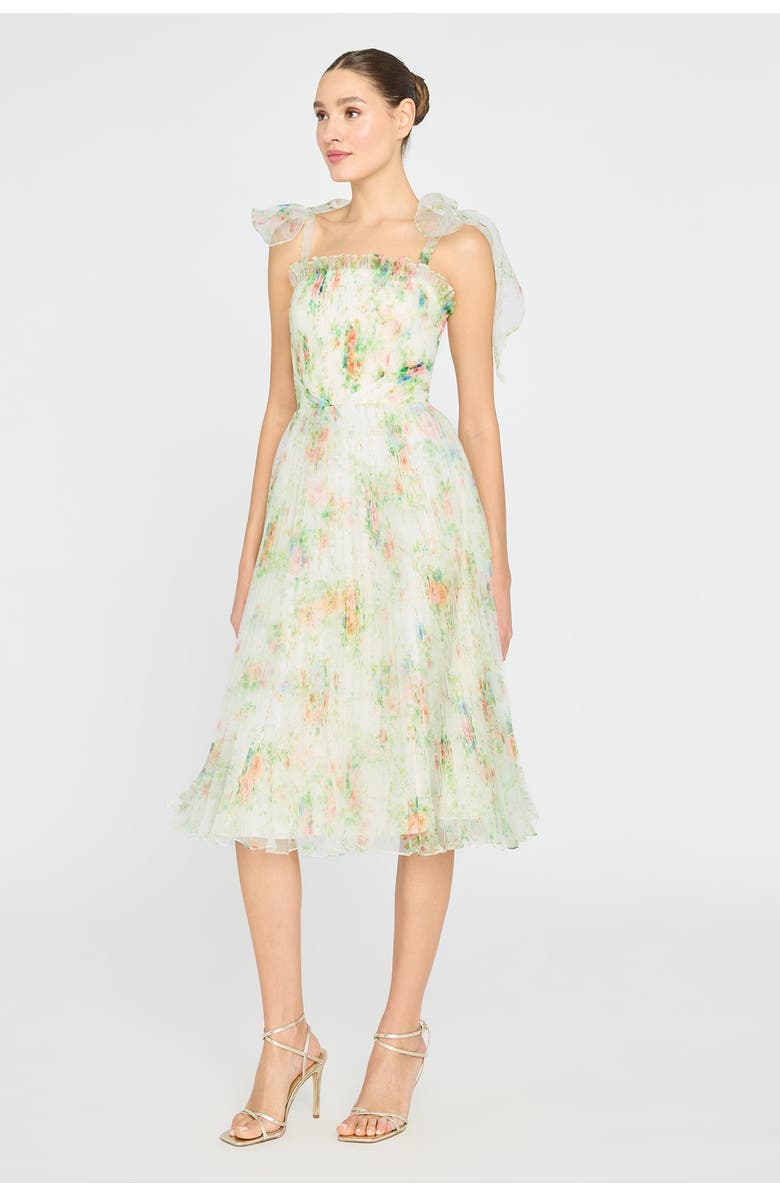Theia Betty Pleated Organza Dress, Alternate, color, Petite Primrose