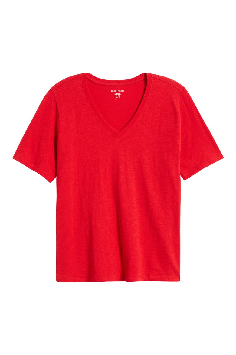 Easy V-Neck Organic Cotton T-Shirt, Alternate, color, CRIMSON