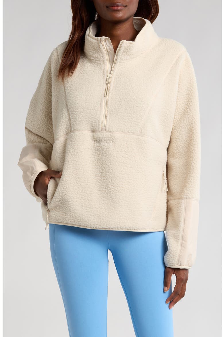 Pieper Water Repellent Recycled Polyester Fleece Quarter Zip Top, Main, color, OAT MILK