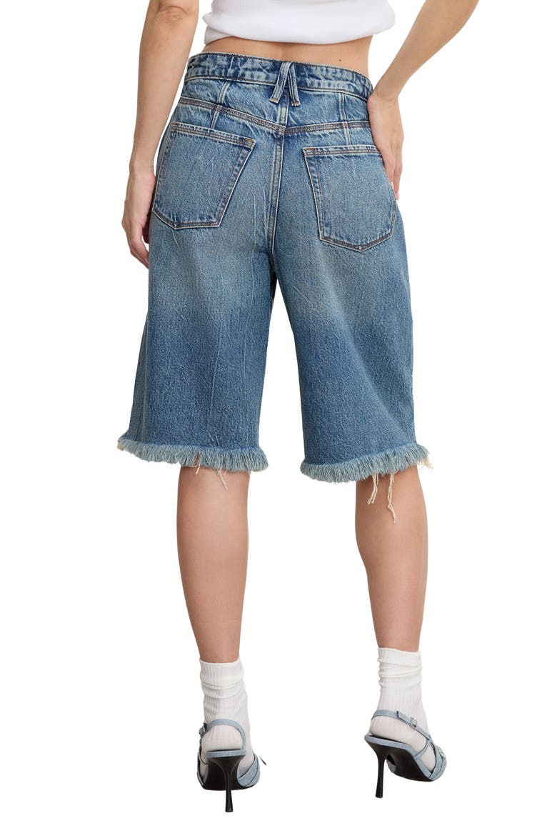 Good Standard Frayed Denim Bermuda Shorts, Alternate, color, INDIGO808