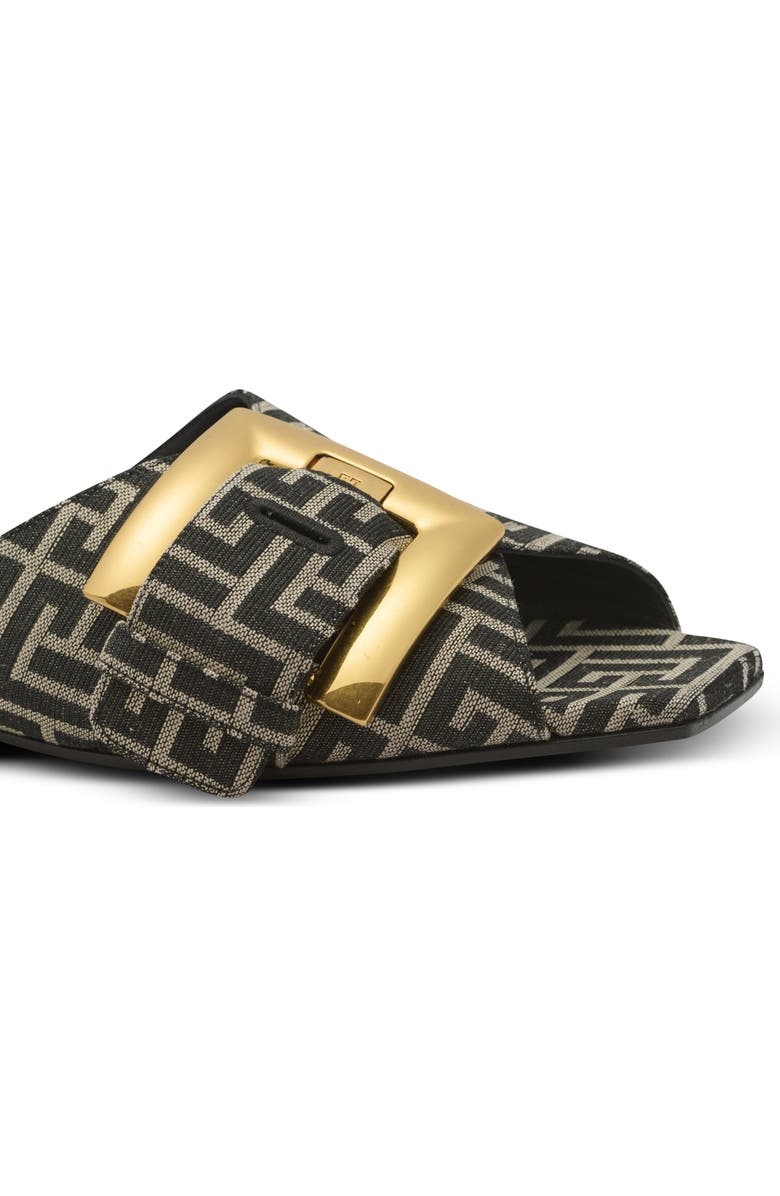 Balmain Flat monogram jacquard Anthem sandals, Alternate, color, Black
