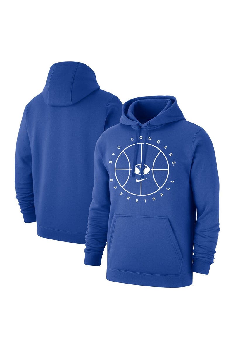Nike Men's Nike Royal BYU Cougars Basketball Icon Club Fleece Pullover Hoodie, Main, color, 