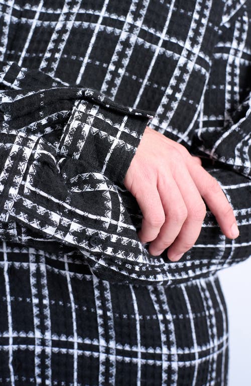 Topman Textured Check Overshirt In Black