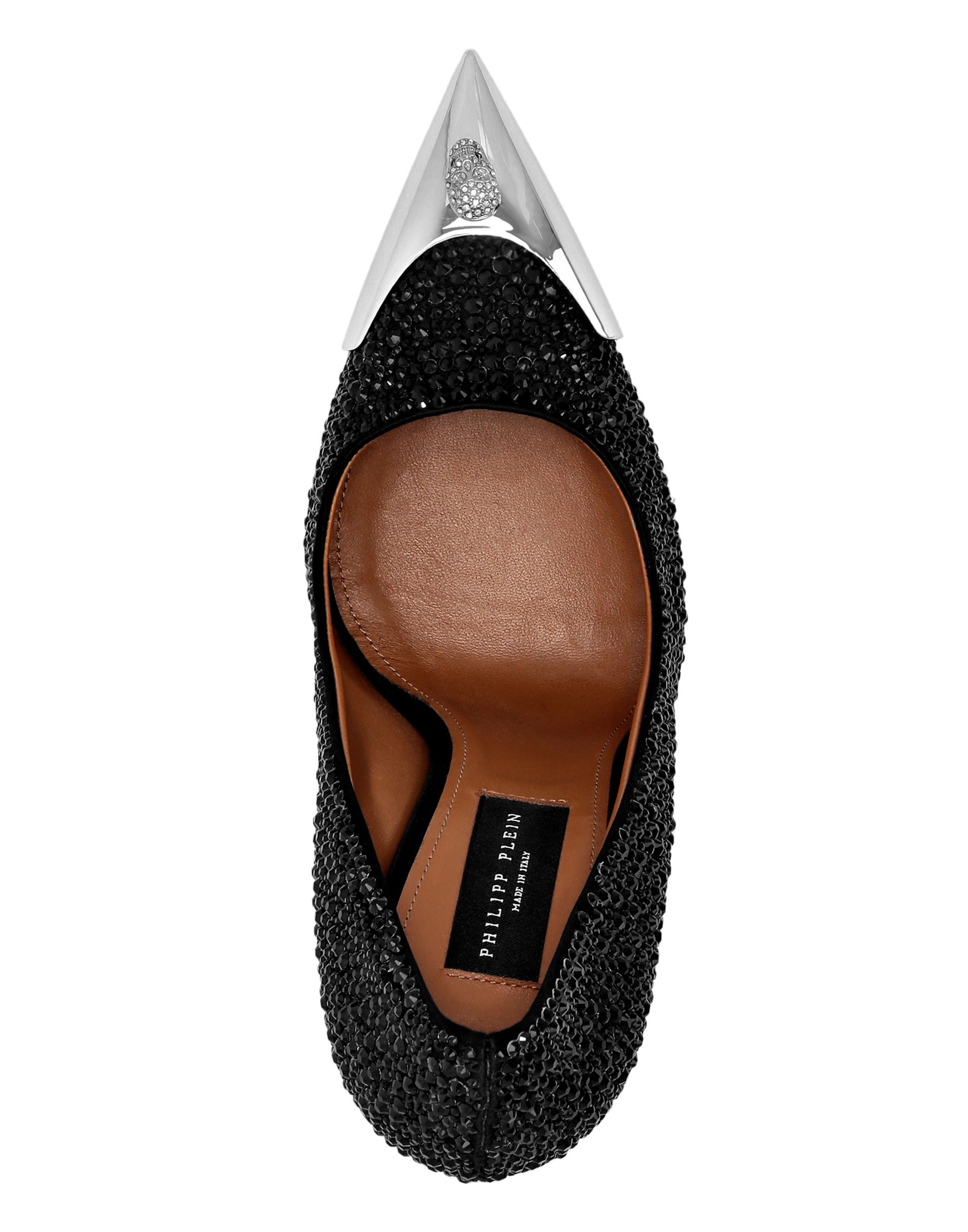 PHILIPP PLEIN Satin Hi-Heels Mix Strass Women, Alternate, color, Black