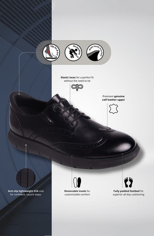 Marc Joseph New York Barnes Ave Hands Free Technology Lightweight Leather Wingtip Oxford In Black